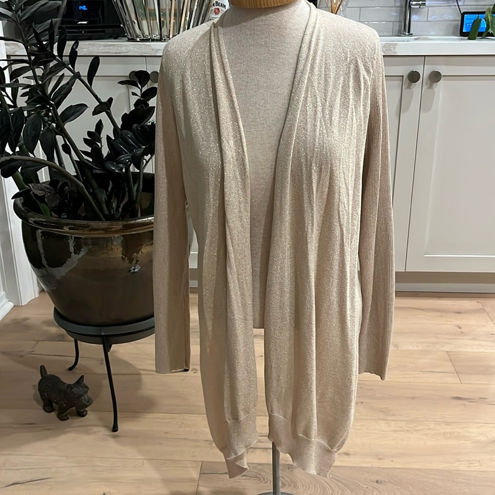 VGUC Diane von Furstenberg Tortuga gold silk cashmere asymmetrical cardigan